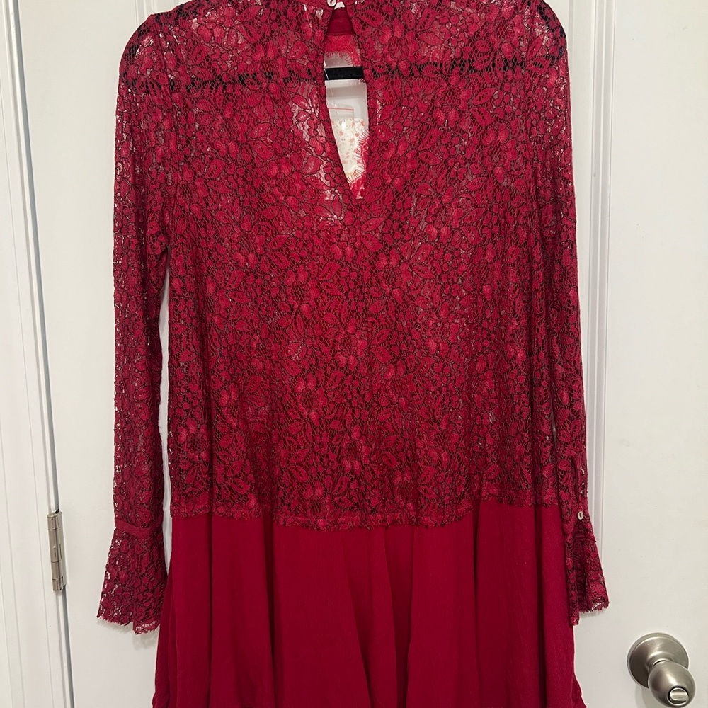 Free People Raspberry Lace Dres - Picture 2 of 4